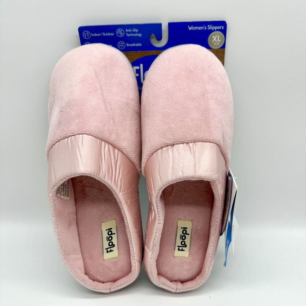 NEW Floopi Women’s Open-Back Slipper Pink Anti Slip Rubber Bottom 11-12